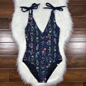 Summersalt Women's Size 8 Blue Floral The Tie Backflip One Piece Swim Suit